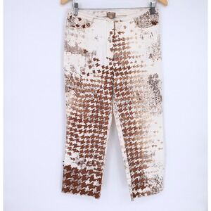 Roberta Scarpa Italy Brown Houndstooth Print Western Rustic Chic Jeans Size‎ 10